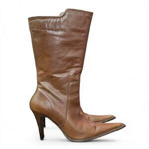 RARE VINTAGE Danisha by Siete Leguas brown 3.75" heels boots size size MX26.5/7.